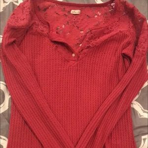 hollister red long sleeve shirt !!!